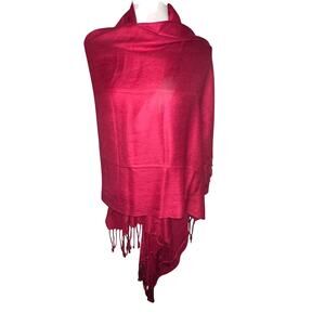 Pashmina Rectangular with Tassle‎ Wine Boho Soft 68Lx 27W Versatile Scarf Wrap